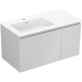 MEXEN/S - Rivel koupelnová skříňka 90 cm s umyvadlem Otis levá, 1S, 1D, reliéf, šedá mat/bílá mat 91A23-09047-3-BBFF62-W18L01