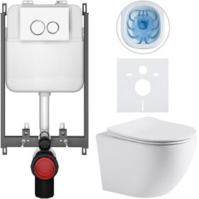 CERANO - Kompletní WC set Basic/Cesso - bílá matná - WC tlačítko Dualo/Bílá - pro zazdění - 49x36 CER-8050BD86241