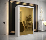 Šatní skříň Abi Golden T3 Barva korpusu: Černá, Rozměry: 250 cm, Dveře: Bílý mramor se zlatým zrcadlem