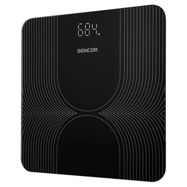 SENCOR SBS 2476BK černá / Osobní váha / Tvrzené sklo / LCD / 180 kg / kg / 2x AAA (8590669338412)