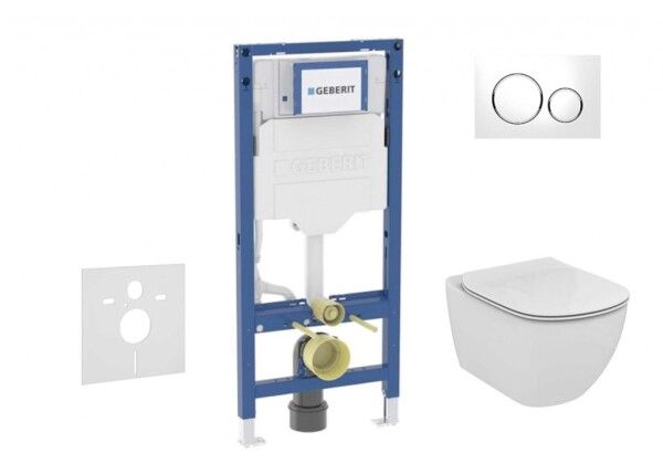 GEBERIT - Duofix Set předstěnové instalace, klozetu Tesi a sedátka softclose, tlačítko Sigma20, bílá/lesklý chrom SANI11CD3135