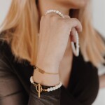 Perlový náramek Blanca Gold - chirurgická ocel, sladkovodní perla, Zlatá 18 cm