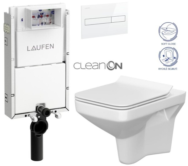 LAUFEN Podomít. systém LIS TW1 SET s bílým tlačítkem + WC CERSANIT CLEANON COMO + SEDÁTKO H8946630000001BI CO1