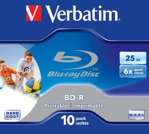 Verbatim 10ks Blu-Ray BD-R / Optický disk / 25GB / 6x / Printable / Jewel (43713)