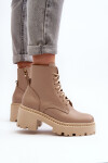 Zazoo 3413 Dámské kožené botky na robustním podpatku béžové 41