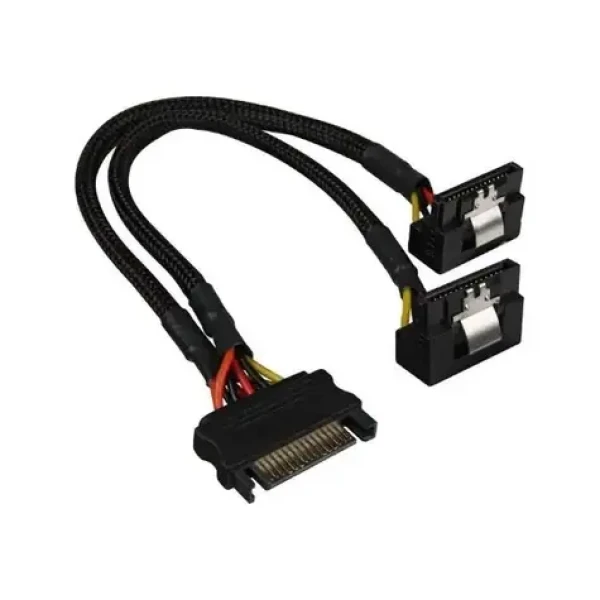 Sharkoon SATA Power černý / Napájecí rozbočovač / 1x SATA na 2x SATA / úhlový / 20 cm (4044951018918)
