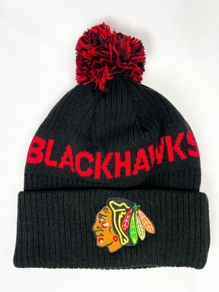 Outerstuff Dětská Zimní Čepice Chicago Blackhawks Cufed Knit With Pom