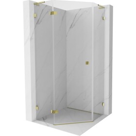 MEXEN/S - Lunar L sprchový kout pětiboký křídlový levá 90 x 90, transparent, zlato 831L-090L-090P-50-00-L