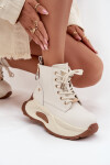 Kožené zateplené dámské kotníčkové boty na platformě GOE SS2N4300 světle béžové 39