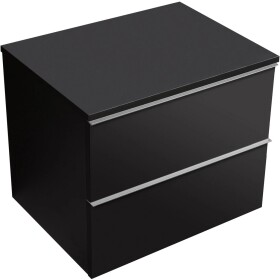 CERANO Koupelnová skříňka Velora - černá matná, úchytka chrom + deska pod umyvadlo Navira Slim - 18 mm - 60x54,8x46,5 cm