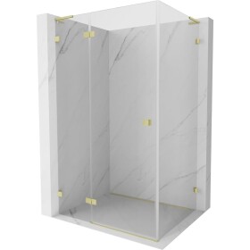 MEXEN/S - Lunar L sprchový kout dveře křídlové levá 75 x 70, transparent, zlato kartáčovaná 834L-075-070-55-00-L