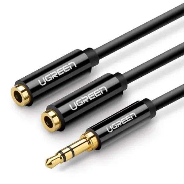 UGREEN Kabel 3.5mm Jack (M) - 2x 3.5mm Jack (F) 0.25m černá (6957303828166)