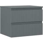 MEXEN/S - Rivel koupelnová skříňka pod umyvadlo 60 cm s deskou, 2 zásuvky, reliéf , grafit mat 91A20-06047-2-BFFC66