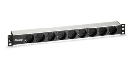 Equip 19" Zásuvkový panel černá/stříbrná / Zásuvkový panel / 1U / 9x Schuko / 16 A / hliník (333292)
