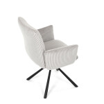 Židle jídelní, krémová manšestrová látka, 360° vratný mechanismus, černý kov
