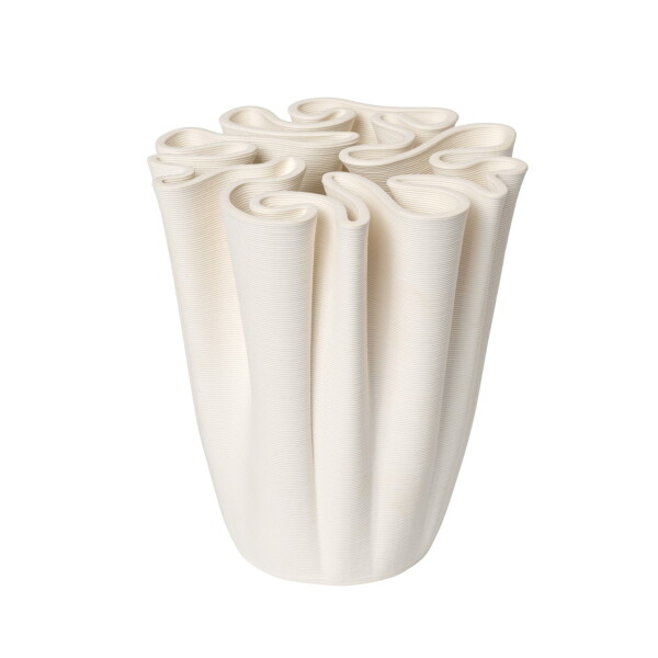 Ferm Living Kameninová váza Dedali Off-white Medium, bílá barva, keramika