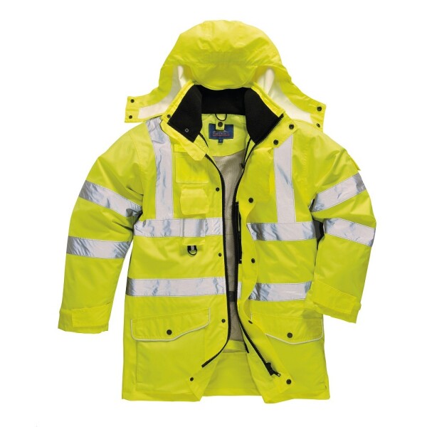 Portwest Bunda S427 Hi-Vis 7v1 Traffic reflexní prodyšná skrytá kapuce fleece límec s vložkou žlutá XL - žlutá