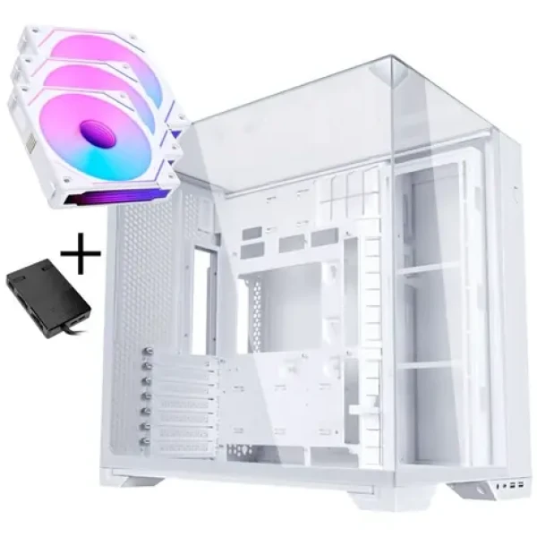 Lian Li O11 Vision Compact bílá + 3× UNI FAN SL-INF 120 mm / PC skříň / Mid Tower / Tempered Glass / ARGB (GABU-751)