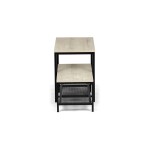 Botník 2 police, MDF dekor dub sonoma, kov - černý matný lak