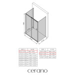 CERANO - Třístěnný sprchový kout Varone POINT U L/P - 6 mm - černá matná, transparentní sklo - 90x80x195 - posuvný CER-DY505B-9095