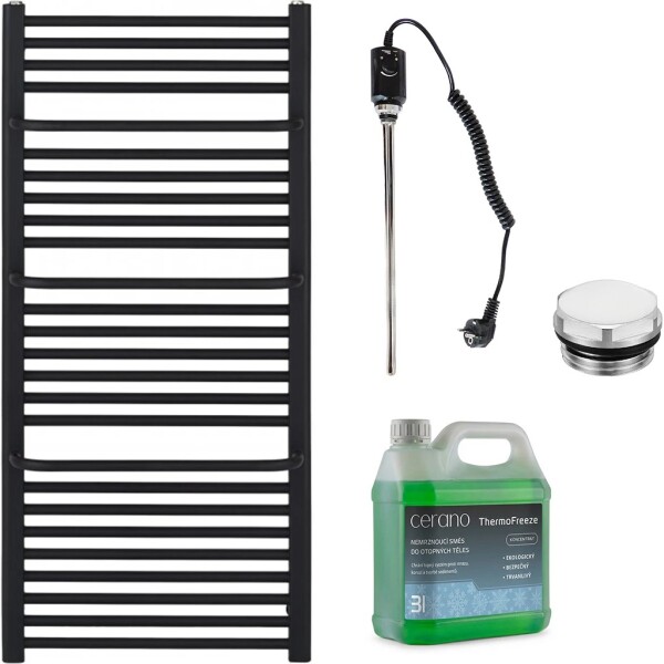 CERANO Koupelnový elektrický radiátorový set Antonio - 600W - černá matná - 1180x550 mm