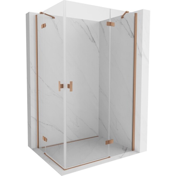 MEXEN/S - Mist-H Duo sprchový kout dveře křídlové 75 x 120, transparent, měď kartáčovaná 8A5-075L-120P-65-00
