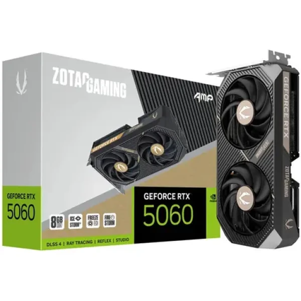 ZOTAC GAMING GeForce RTX 5060 AMP 8GB / 2280-2550GHz / 8192 MB GDDR7 / 128bit / 1x HDMI + 3x DP / 600W (8) (ZT-B50600F-10M)