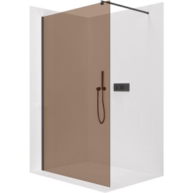 CERANO Sprchová zástěna Walk-in Onyx Round L/P - 8 mm - kulatá vzpěra - černá matná, bronzové sklo - 90x200 cm
