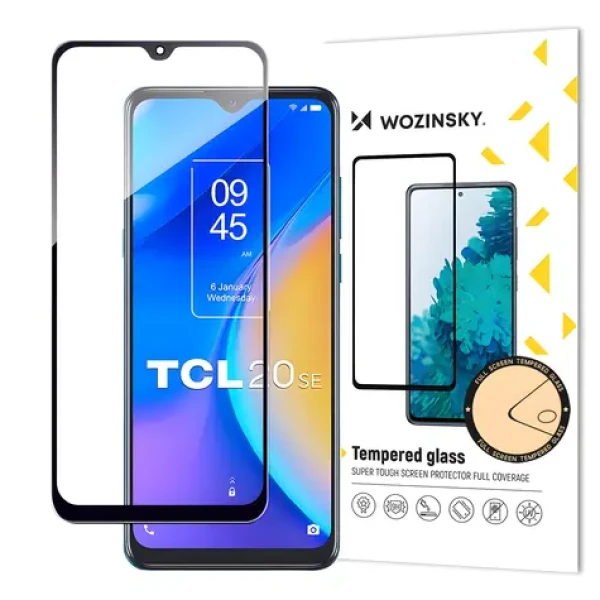 Wozinsky Full Glue Tempered Glass černá / Ochranné tvrzené sklo / TCL 20 SE / 9H / Lepení přes celý displej
