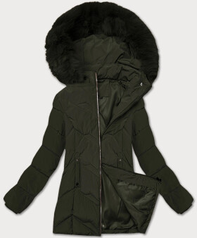 Dámská plus size zimní bunda s kapucí S'west khaki (B8300-11) odstíny zelené 54