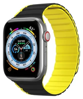 Dux Ducis Magnetic řemínek černo-žlutý / Řemínek pro Apple Watch / 38/40/41 mm / SE, 9-1
