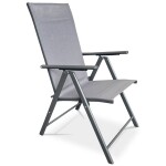 Židle zahradní, nastavitelný sklon, šedý textilen, šedá kovová konstrukce