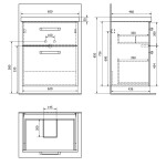 AQUALINE - VEGA umyvadlová skříňka 62x72,6x43,6cm, 2x zásuvka, bílá VG063