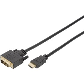 Digitus HDMI / DVI kabelový adaptér Zástrčka HDMI-A, DVI-D 18 + 1 pól Zástrčka 2.00 m černá DB-330300-020-S podpora HDMI, kulatý, pozlacené kontakty,