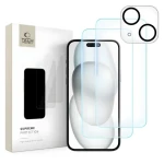 Tech-Protect Supreme Set pro Apple iPhone 15 / Ochranné sklo na displej a fotoaparát / Temperované sklo / 3 ks