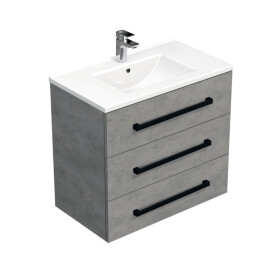 Koupelnová skříňka s černou úchytkou a umyvadlem SAT Cube Way 80x76,5x46 cm beton mat CUBE46C803BEMOD CUBE46C803BEMOD