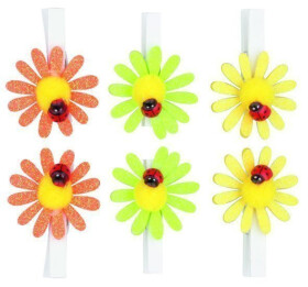 Kolíčky 5cm s kytičkou a beruškou 4ks