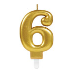 Svíčka číslo 6 zlatá Amscan Svíčka číslo 6 zlatá
