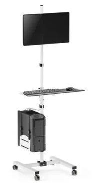 Maclean MC-793 bílá / Podlahový vozík pro monitor a PC / na kolečkách (MC-793 W)