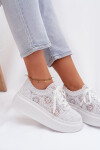 Háčkované dámské tenisky na platformě bílé Evalora 39