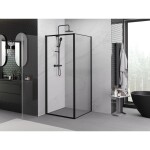 MEXEN/S - Exo sprchový kout dveře křídlové 90 x 90, transparent, černá 817-090-090-70-00