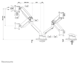 Neomounts TIS DS70S-950BL2 černá / Stolní držák pro 2 monitory / 17-35" / VESA 75x75-100x100 / nosnost 18 kg (DS70S-950BL2)