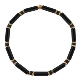Luxusní pánský náramek Antonio Gold - onyx, zlatý hematit, Černá 22 cm