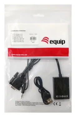 Equip VGA na HDMI adaptér s audiem a USB napájením / Adaptér / 1920×1080 60Hz / 3,5mm jack (119038)