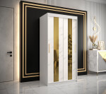 Šatní skříň Abi Golden Pole Barva korpusu: Bílá, Rozměry: 120 cm, Dveře: Černý mramor se zlatým zrcadlem