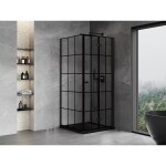 MEXEN/S - Mist-F sprchový kout skládací dveře pravá 75 x 75, černá kratka, černá 8A6T-075-075-70-77-P