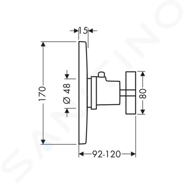 AXOR - Citterio Highflow termostatická baterie pod omítku, chrom 39716000