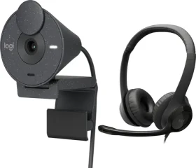 Logitech Brio 300 grafitová + H390 / Sada webkamera a headset / 1920 x 1080 / USB-C