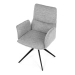 Židle jídelní, šedá látka, 360° vratný mechanismus, černý kov