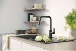 GROHE - QuickFix Start Elektronická dřezová baterie s výsuvnou sprškou, bateriové napájení, matná černá 1012432430